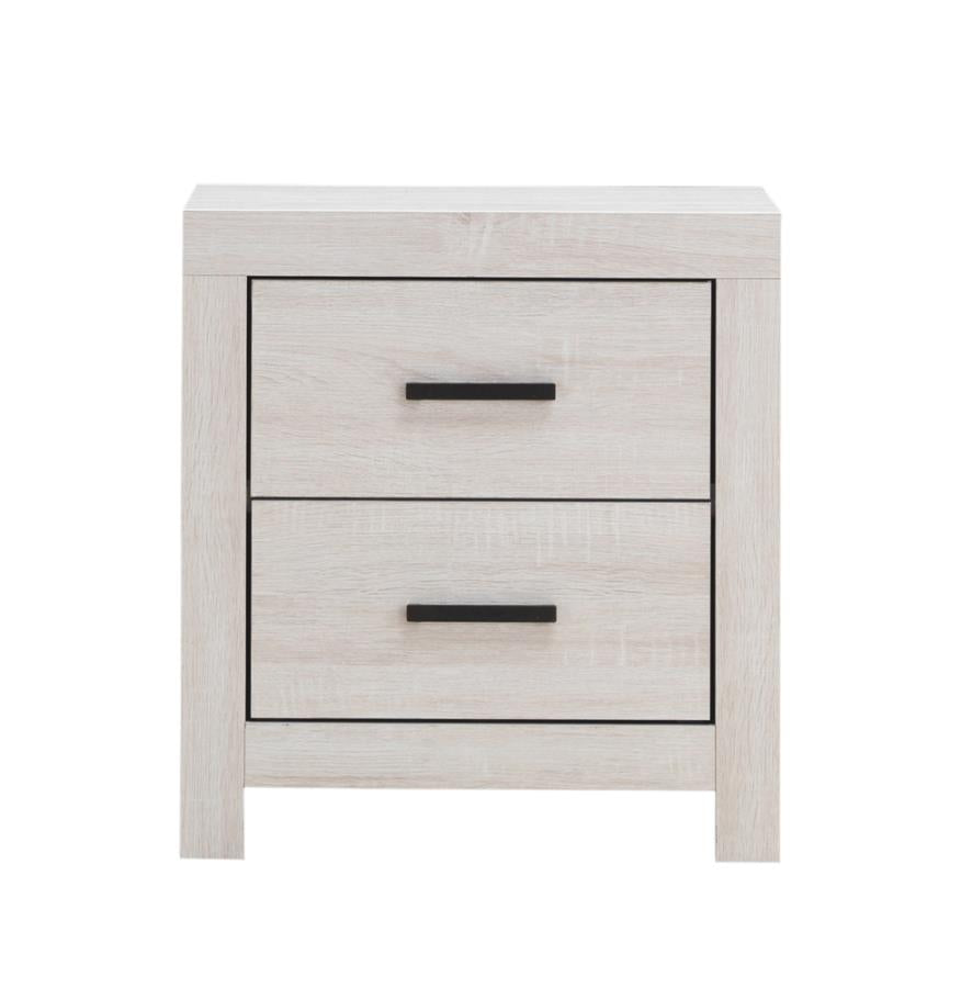 Transitional 2-Drawer Nightstand in Coastal White - HER Home Design Boutique